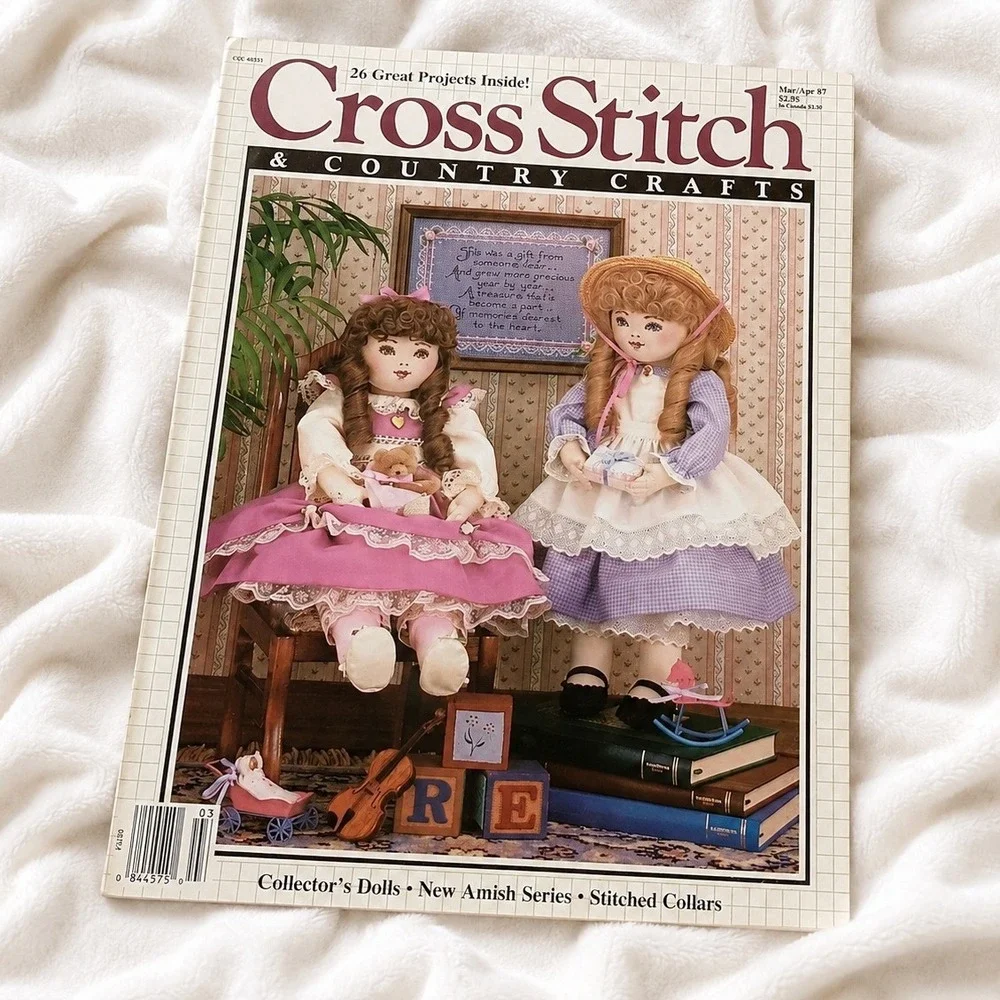 VTG‎ Cross Stitch Country Crafts Magazine 1987 Dolls Easter Christmas Patterns